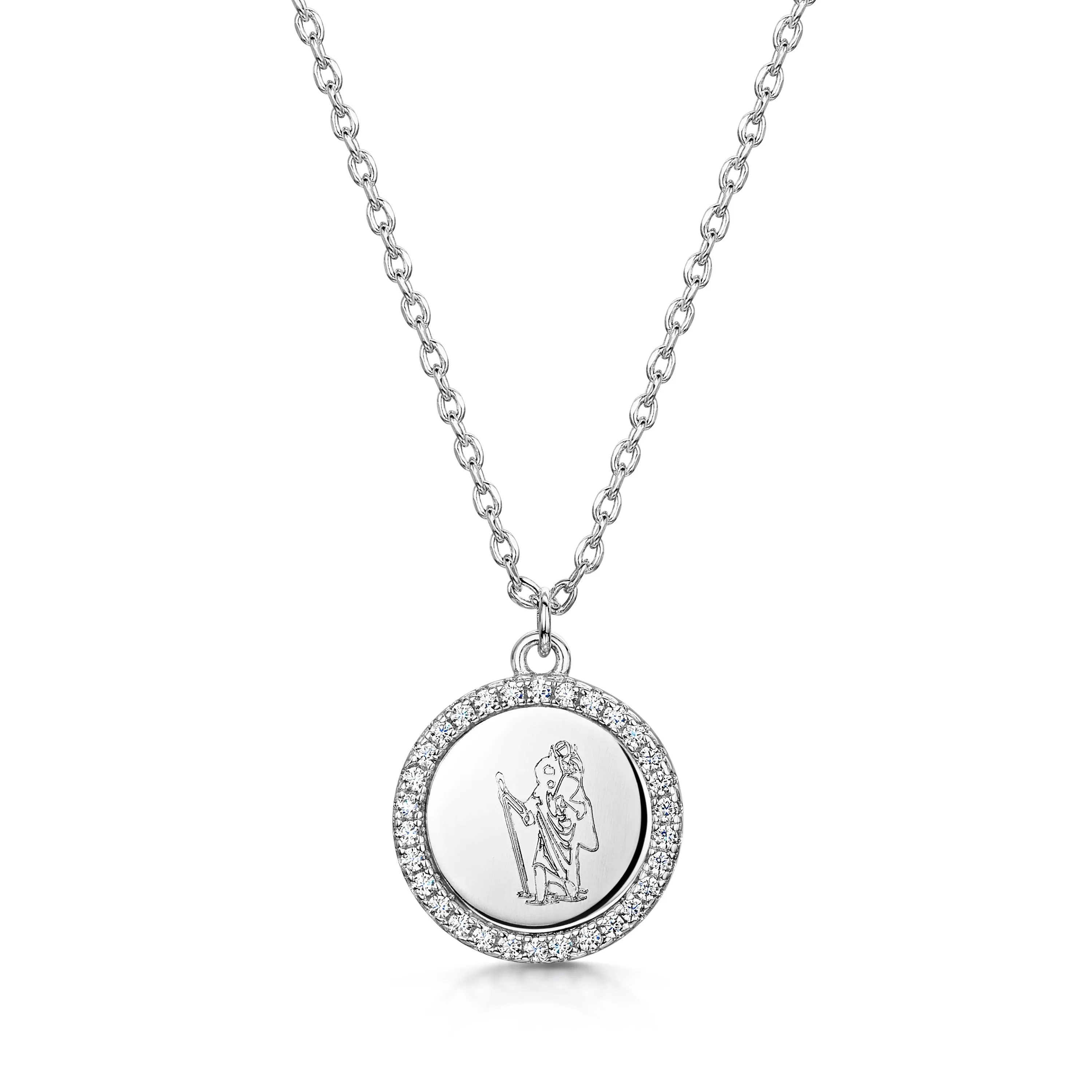 LXI St Christopher Pendant- Rhodium
