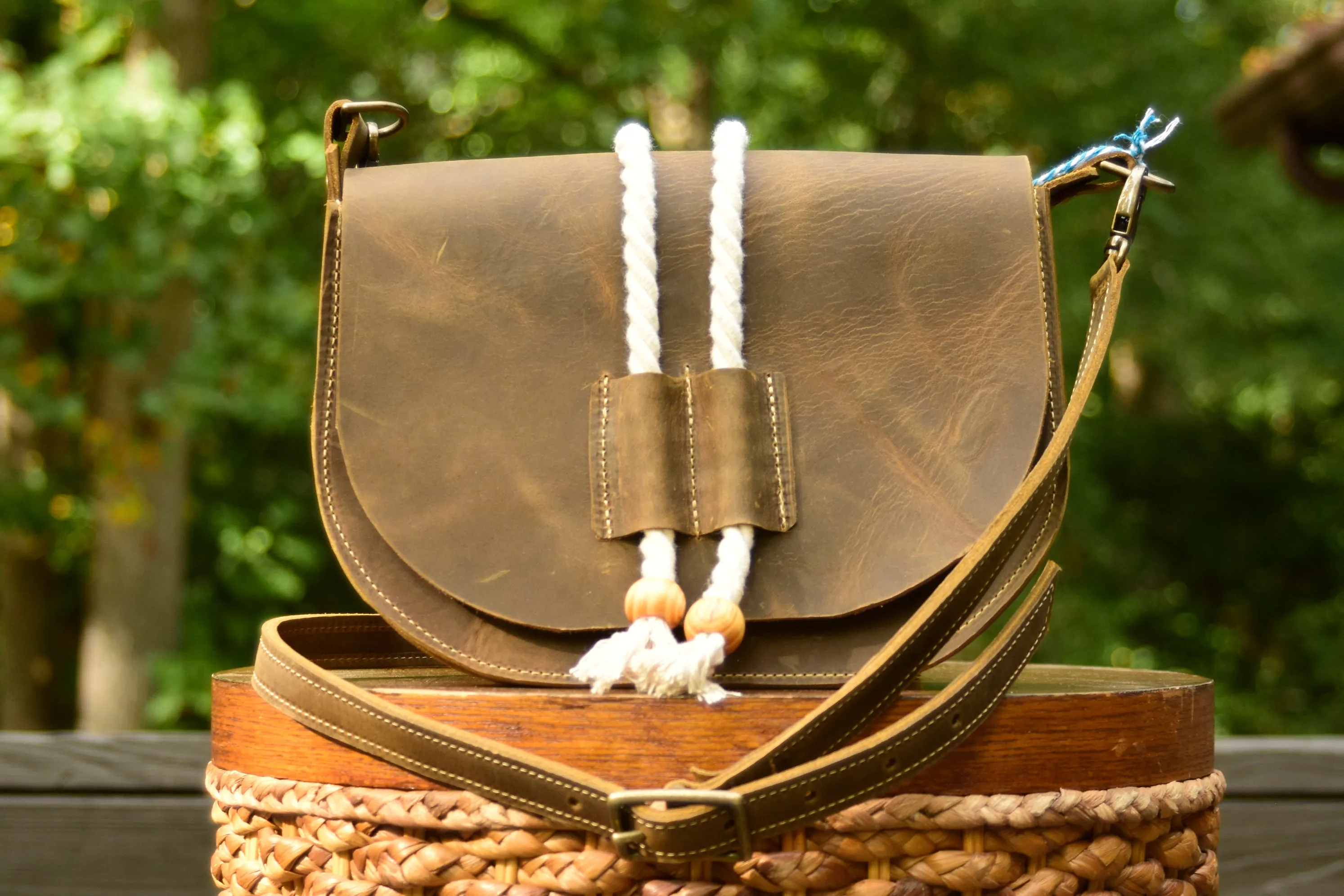 Maddie Leather Saddle Bag Crossbody