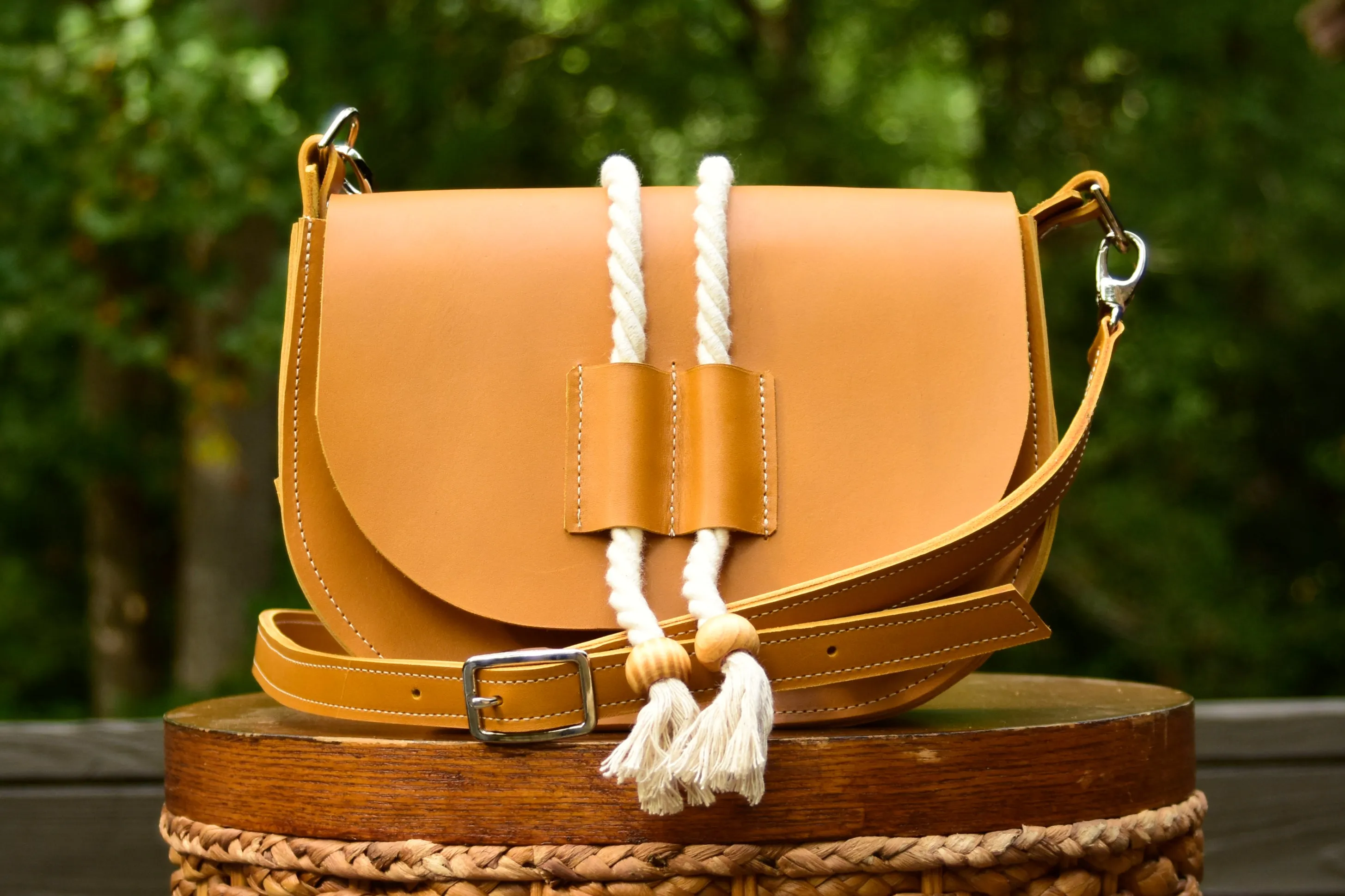 Maddie Leather Saddle Bag Crossbody