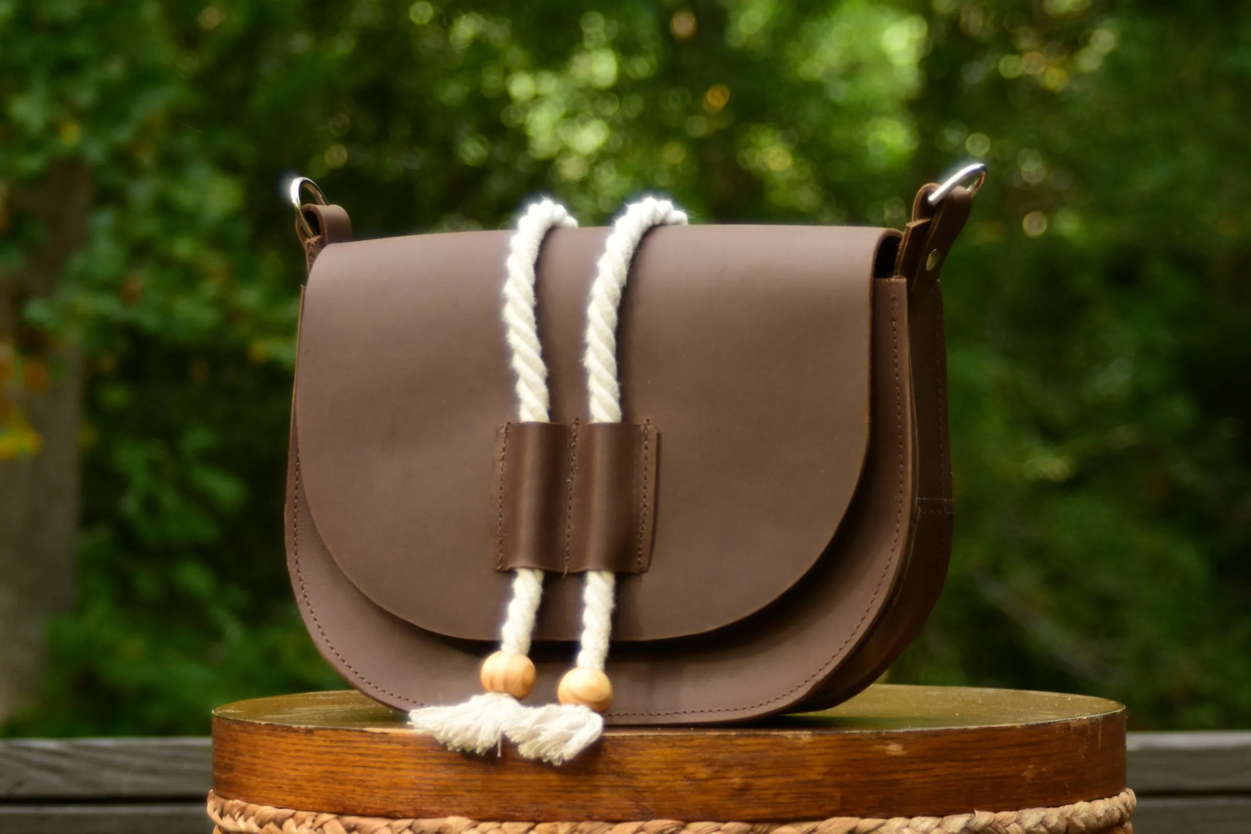 Maddie Leather Saddle Bag Crossbody