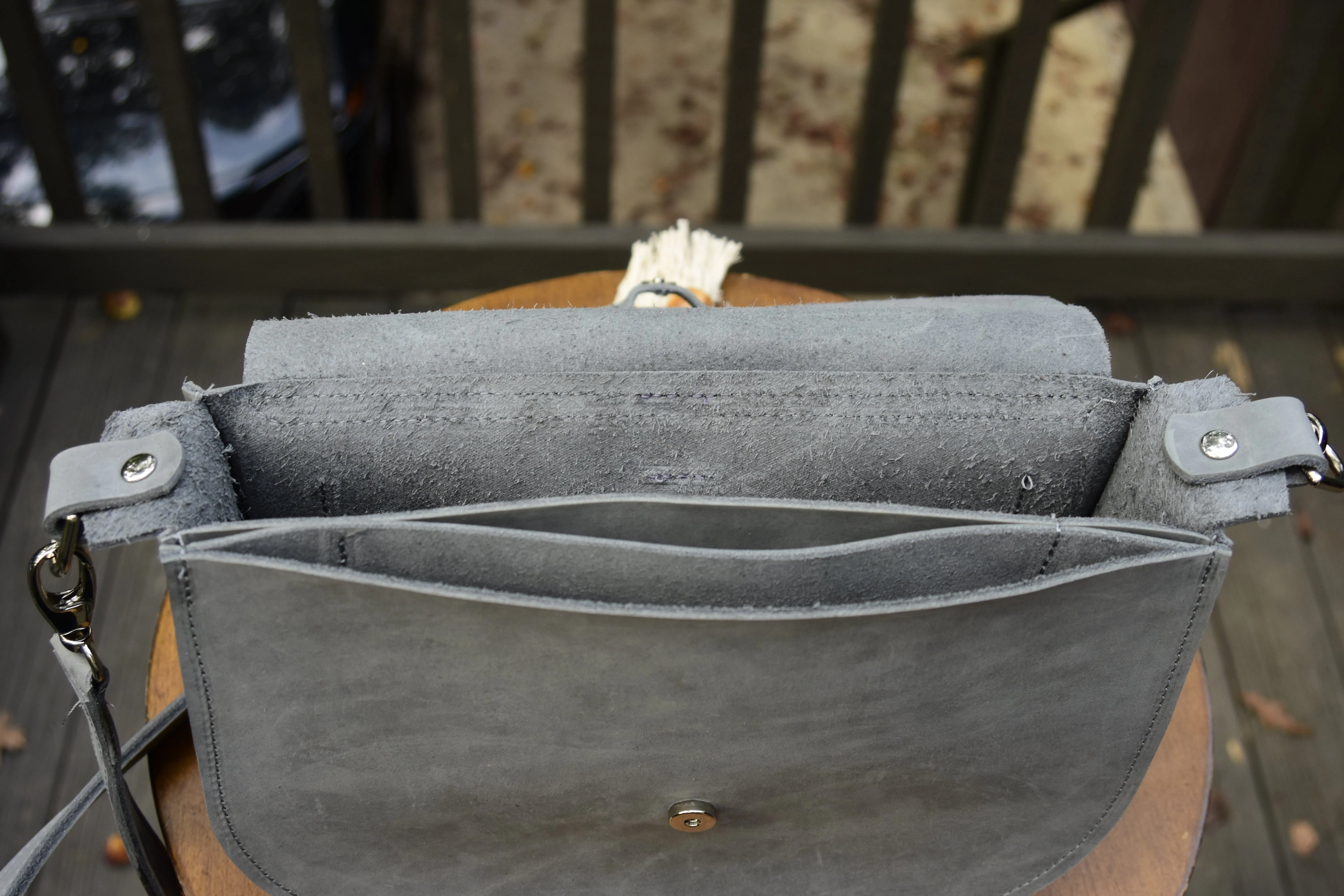Maddie Leather Saddle Bag Crossbody