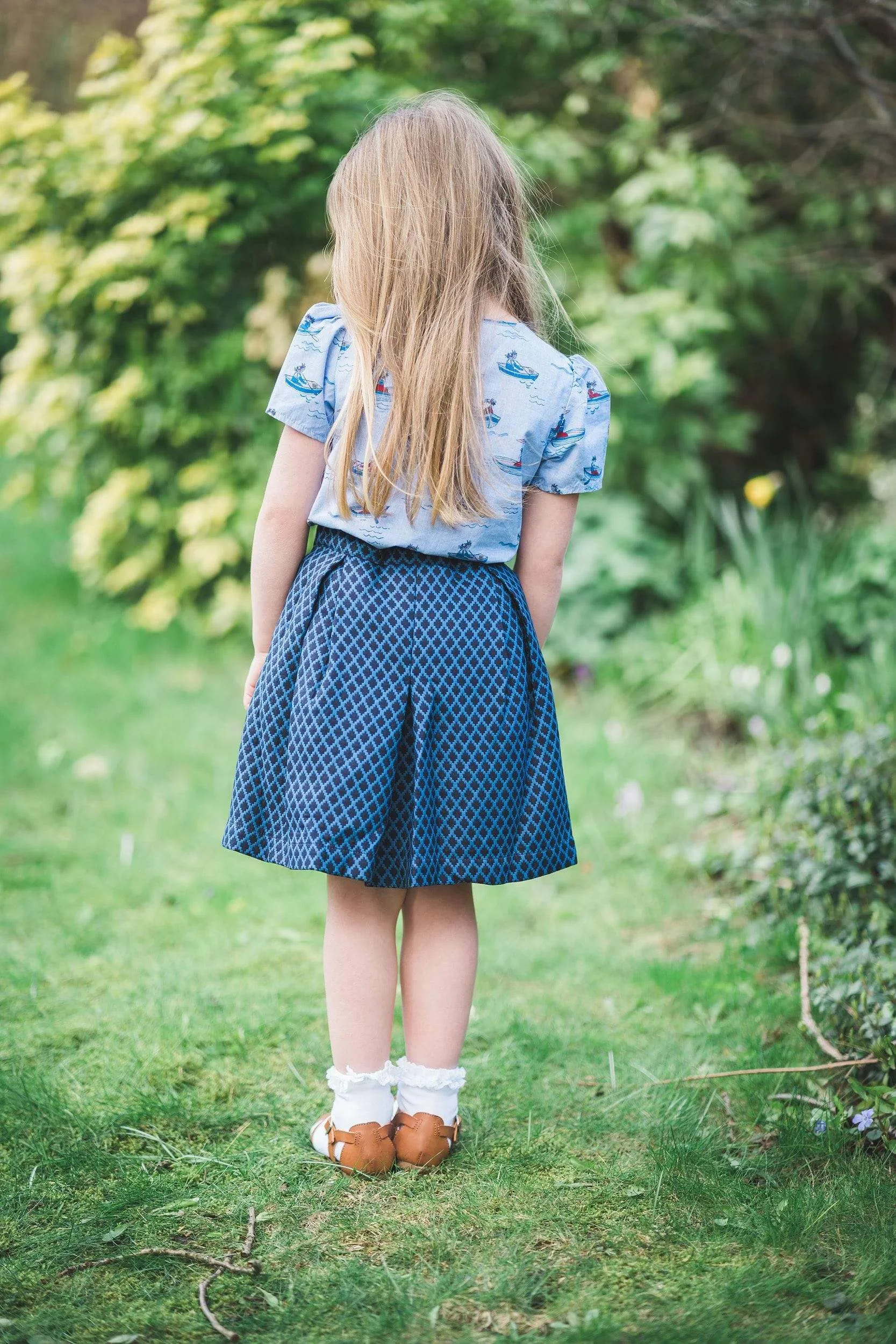Madeline: Blue jacquard skirt