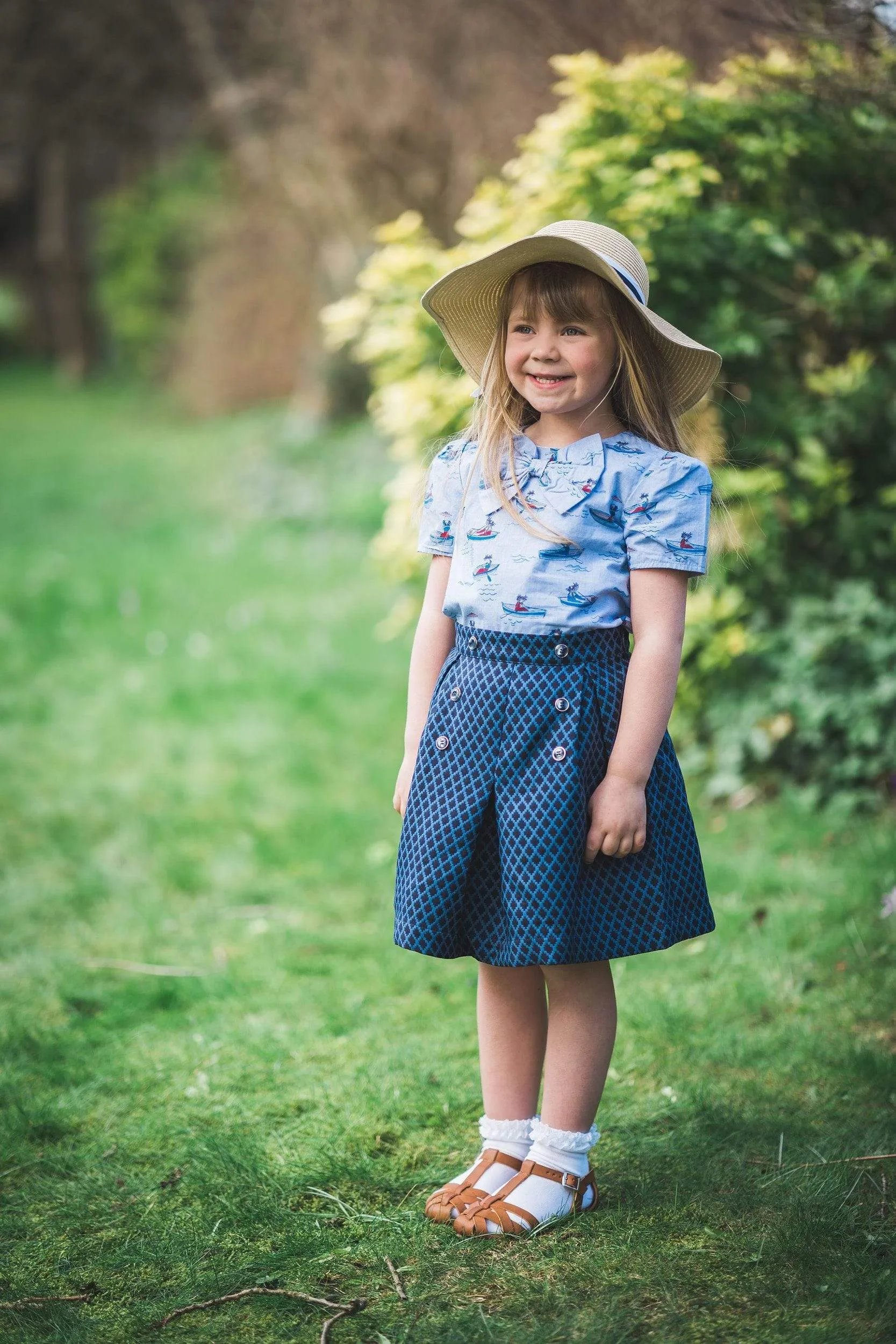 Madeline: Blue jacquard skirt