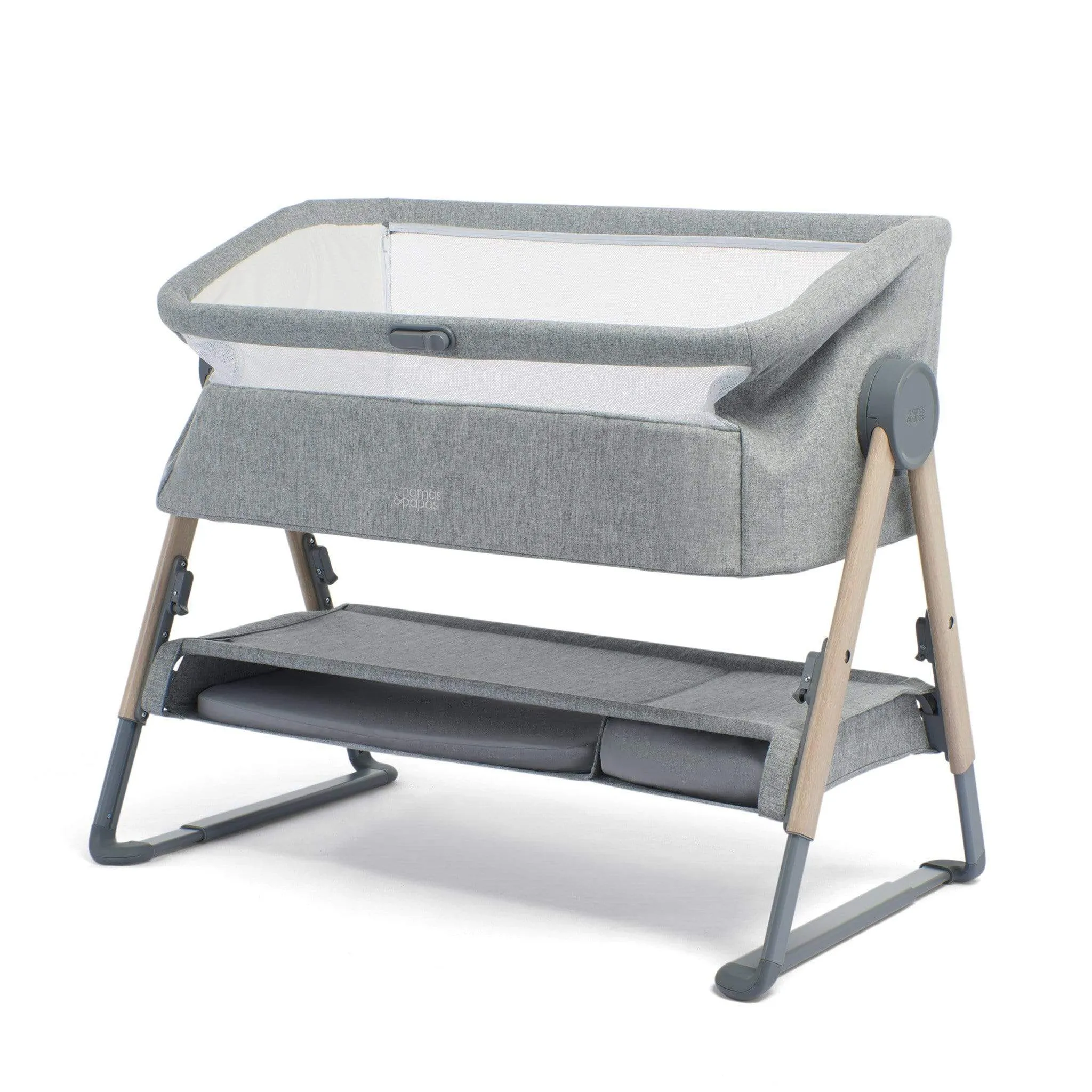 Mamas & Papas Lua Bedside Crib - Grey