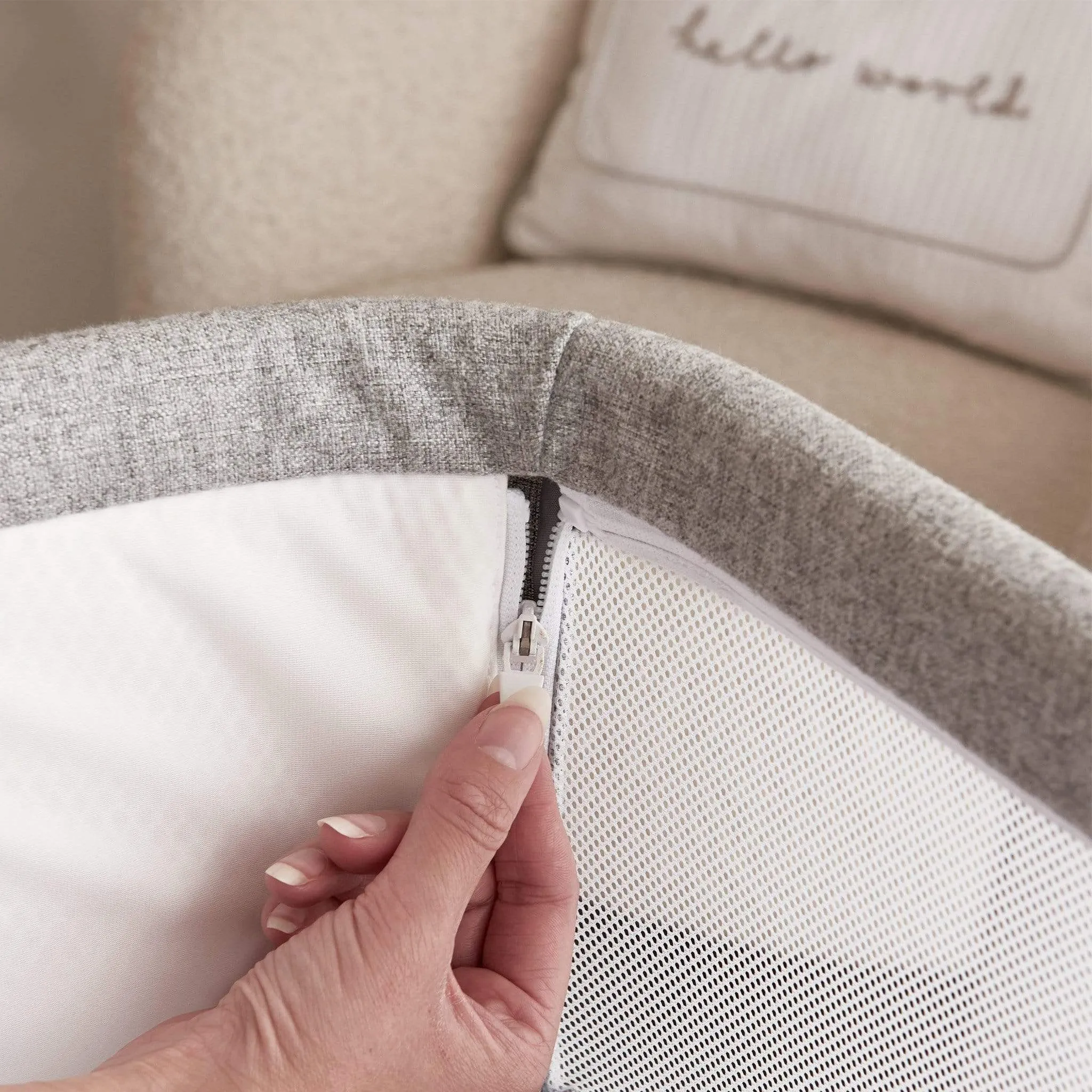 Mamas & Papas Lua Grey Bedside Crib Star/Stripe Bundle