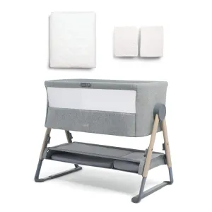 Mamas & Papas Lua Grey Bedside Crib Star/Stripe Bundle