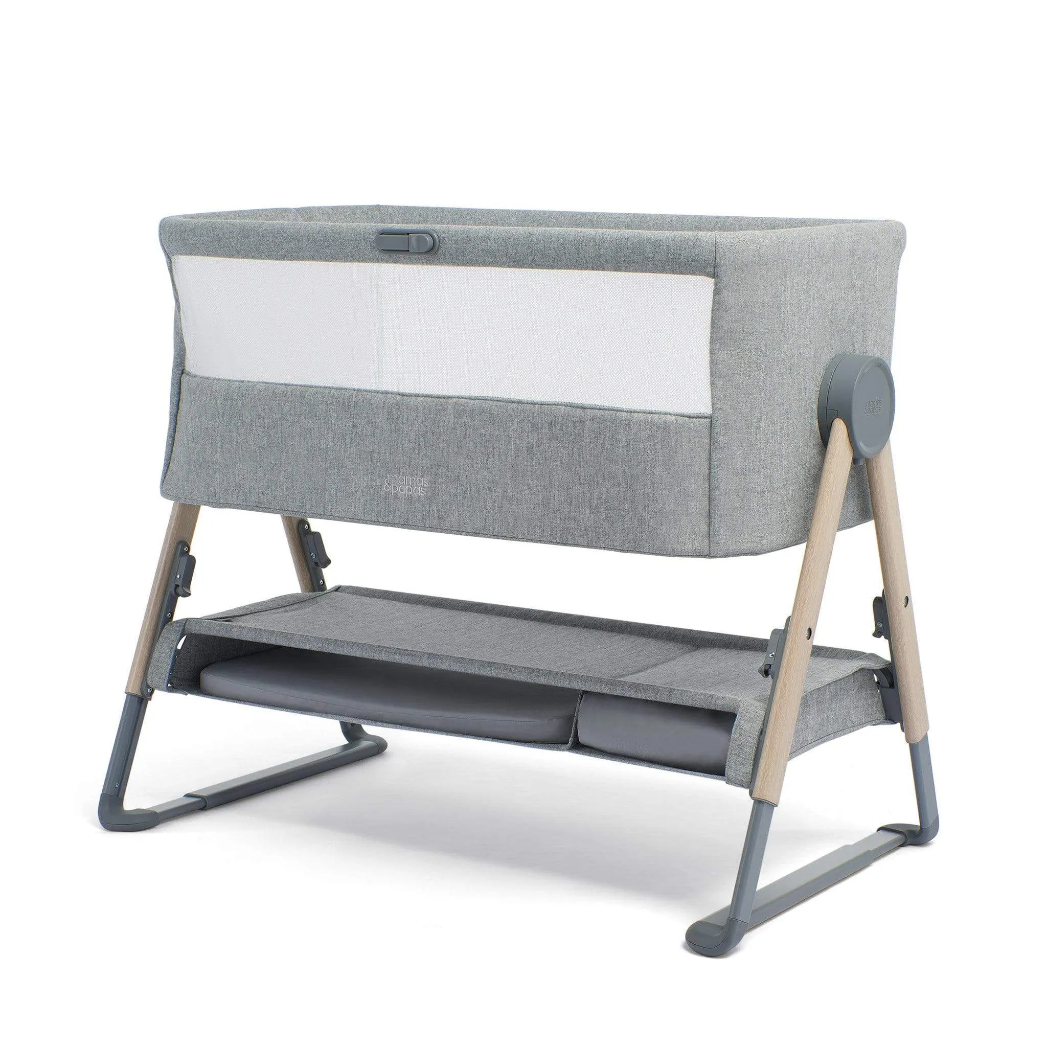 Mamas & Papas Lua Grey Bedside Crib Star/Stripe Bundle