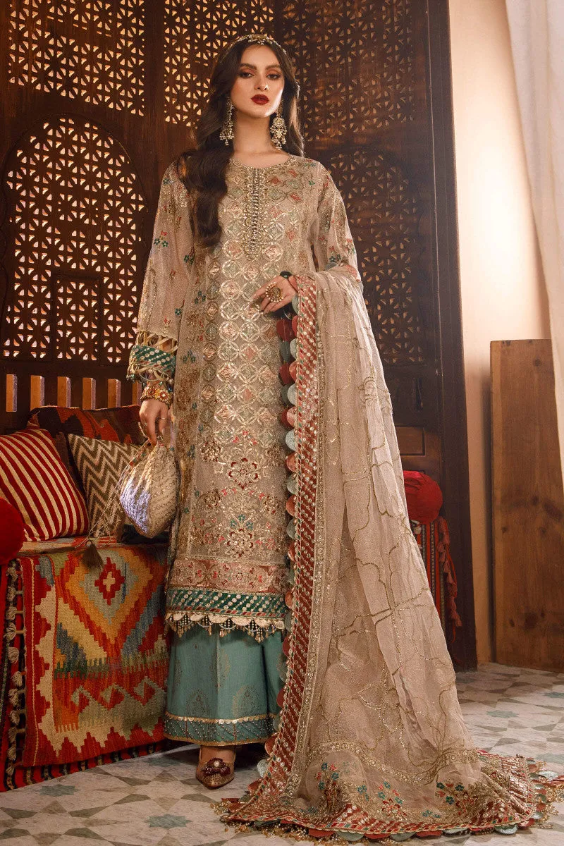 MARIA B | MBROIDERED COLLECTION 2022/23 | Off White with Sea Green  (BD-2507)