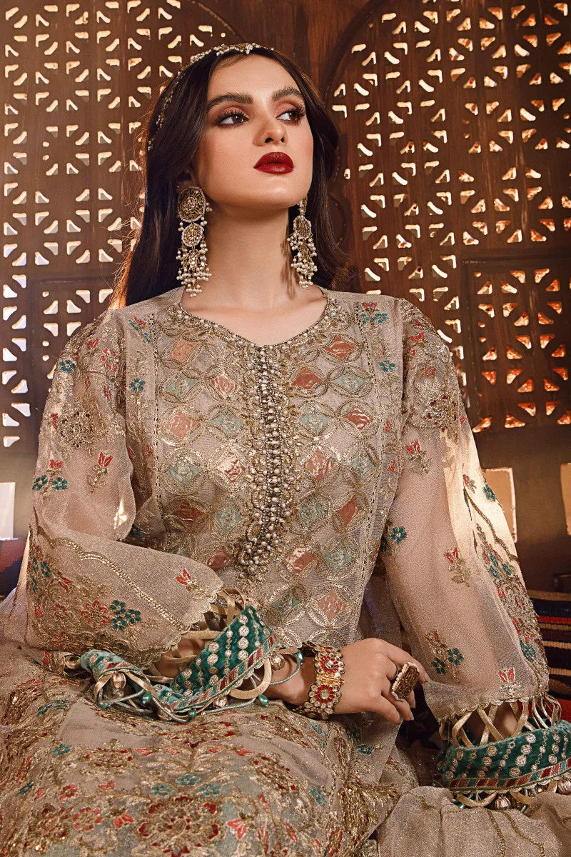 MARIA B | MBROIDERED COLLECTION 2022/23 | Off White with Sea Green  (BD-2507)