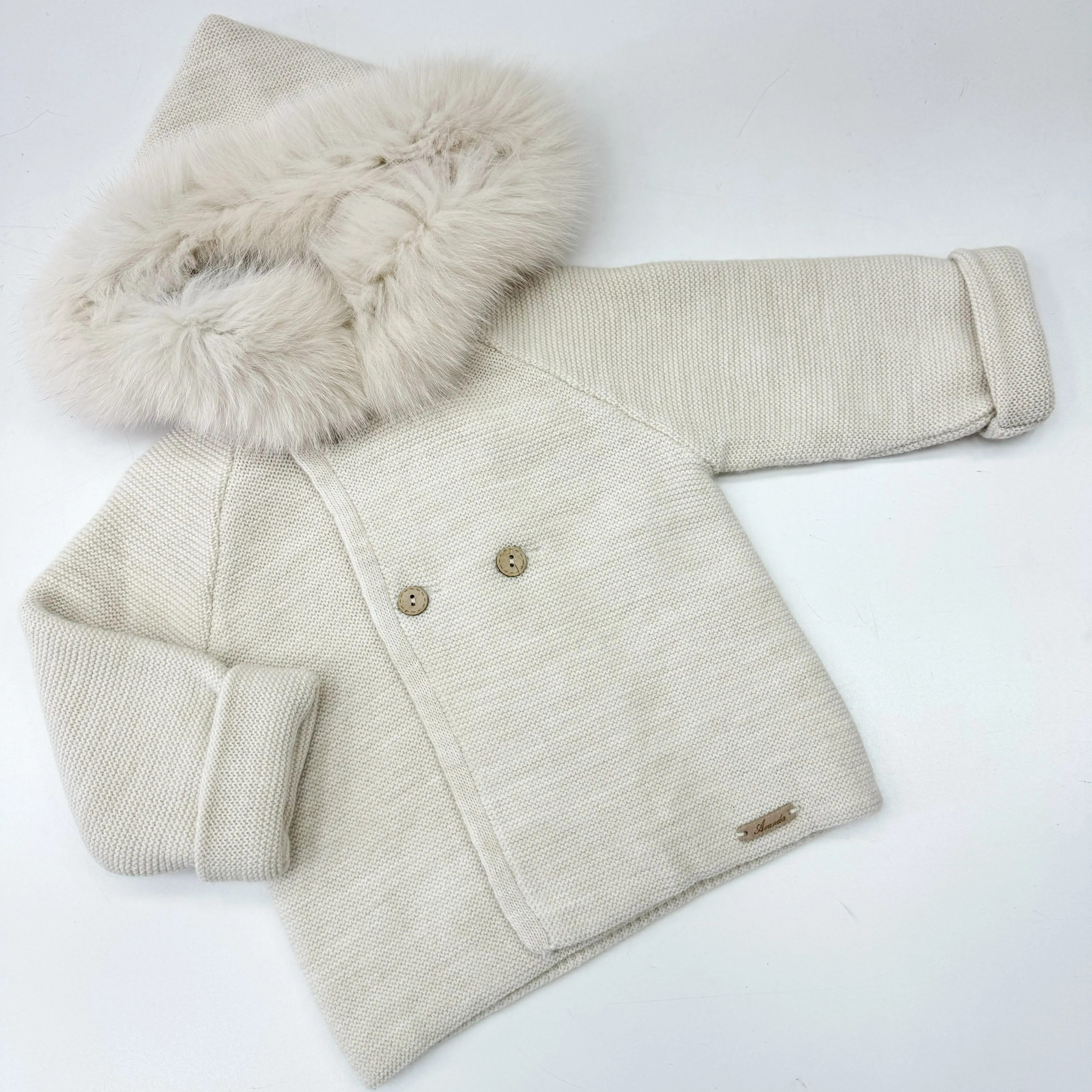 Martin Aranda Oatmeal Fur Hooded Cardigan