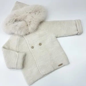 Martin Aranda Oatmeal Fur Hooded Cardigan