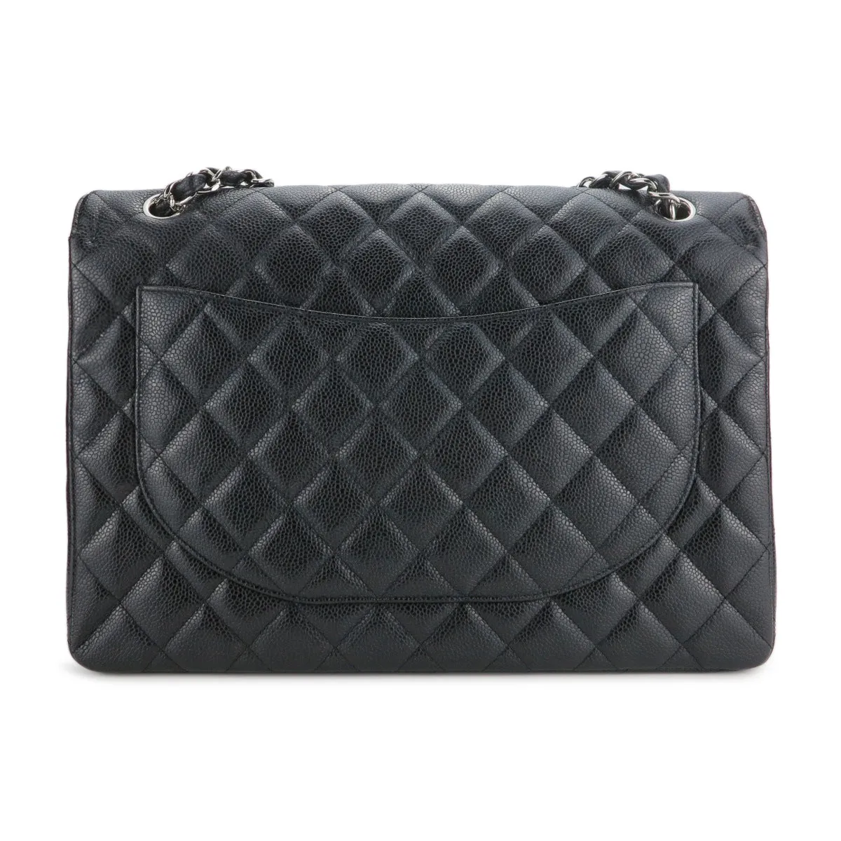 Maxi Jumbo Classic Single Flap Bag in Black Caviar