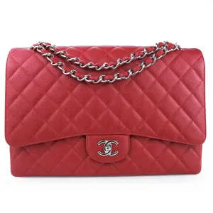 Maxi Jumbo Classic Single Flap Bag in Red Caviar