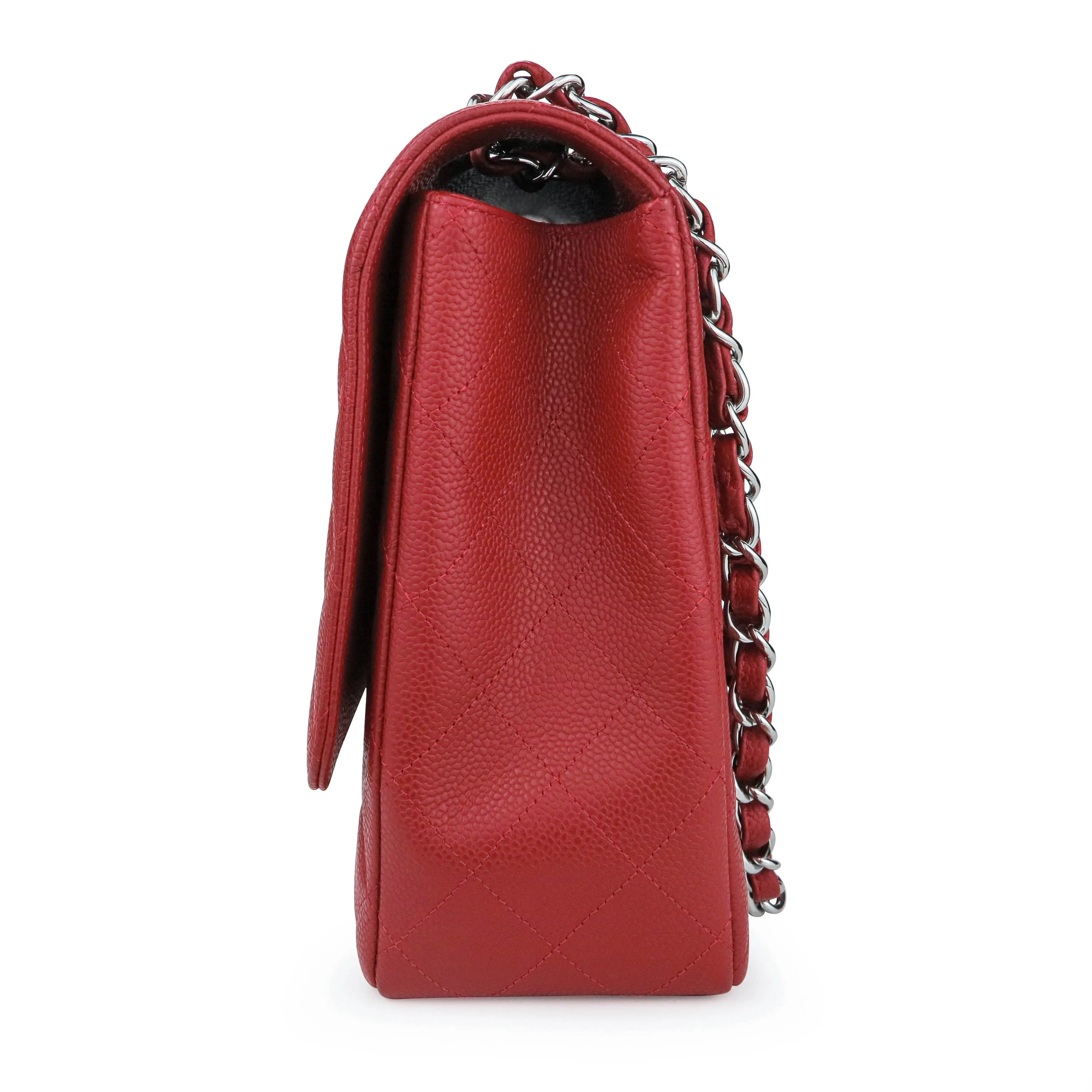 Maxi Jumbo Classic Single Flap Bag in Red Caviar