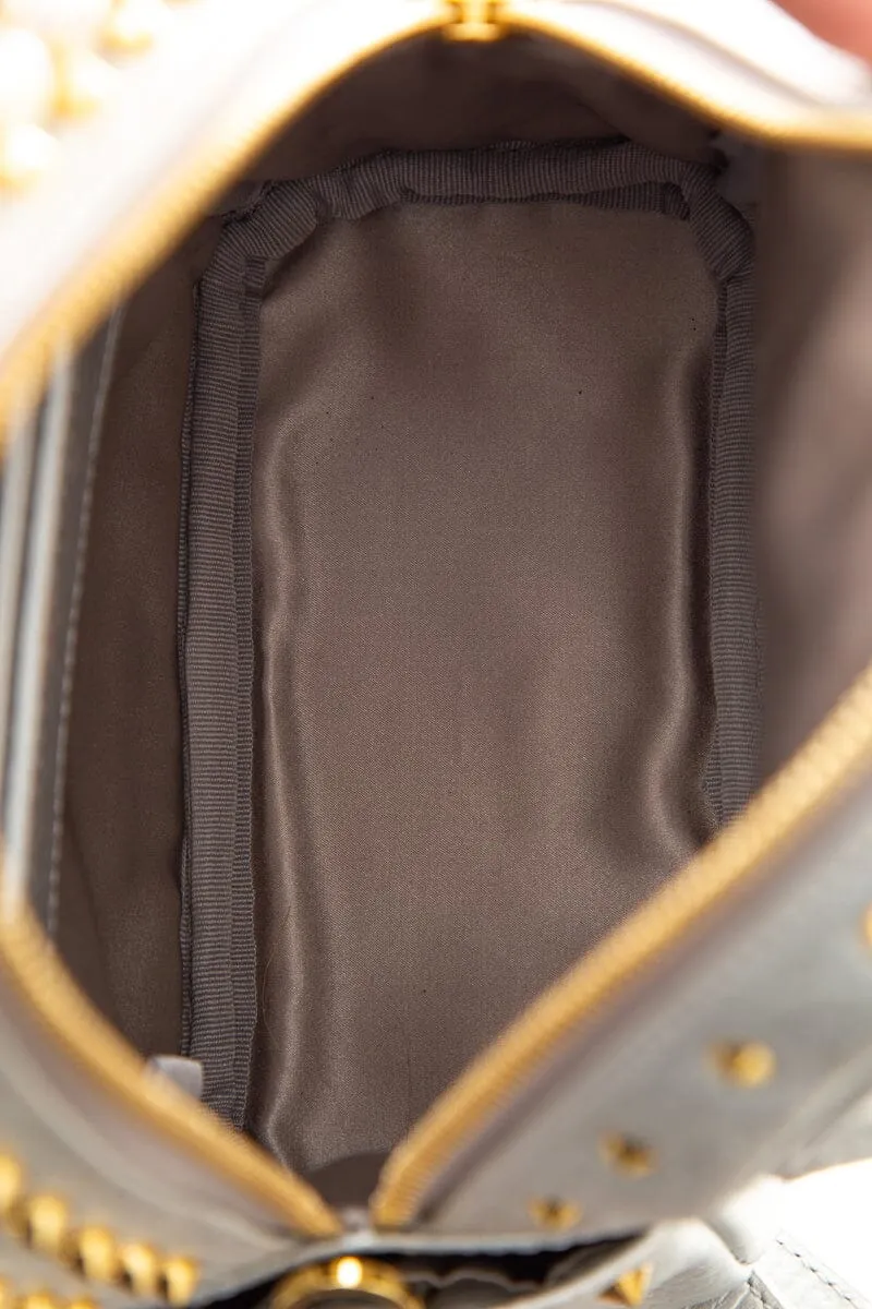 MCM Silver Mini Stud and Pearl Detail Backpack