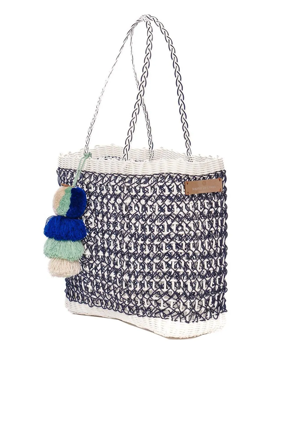 Medium Navy Coastal Cable Citron Tote