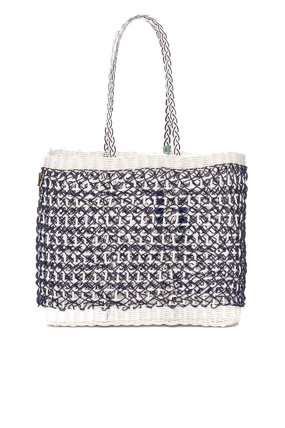 Medium Navy Coastal Cable Citron Tote