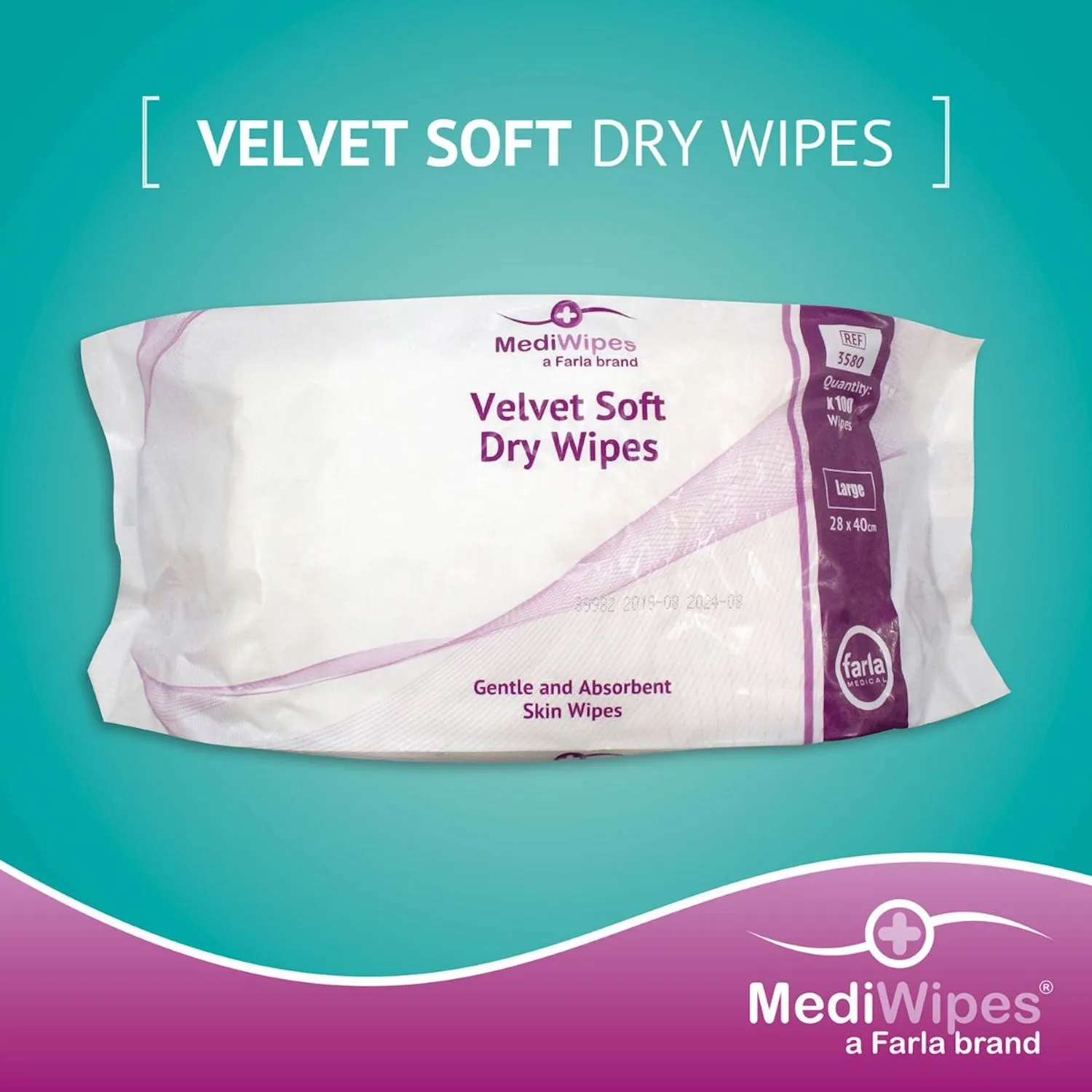 MediWipes Velvet Soft Dry Wipes | Large | Pack of 100