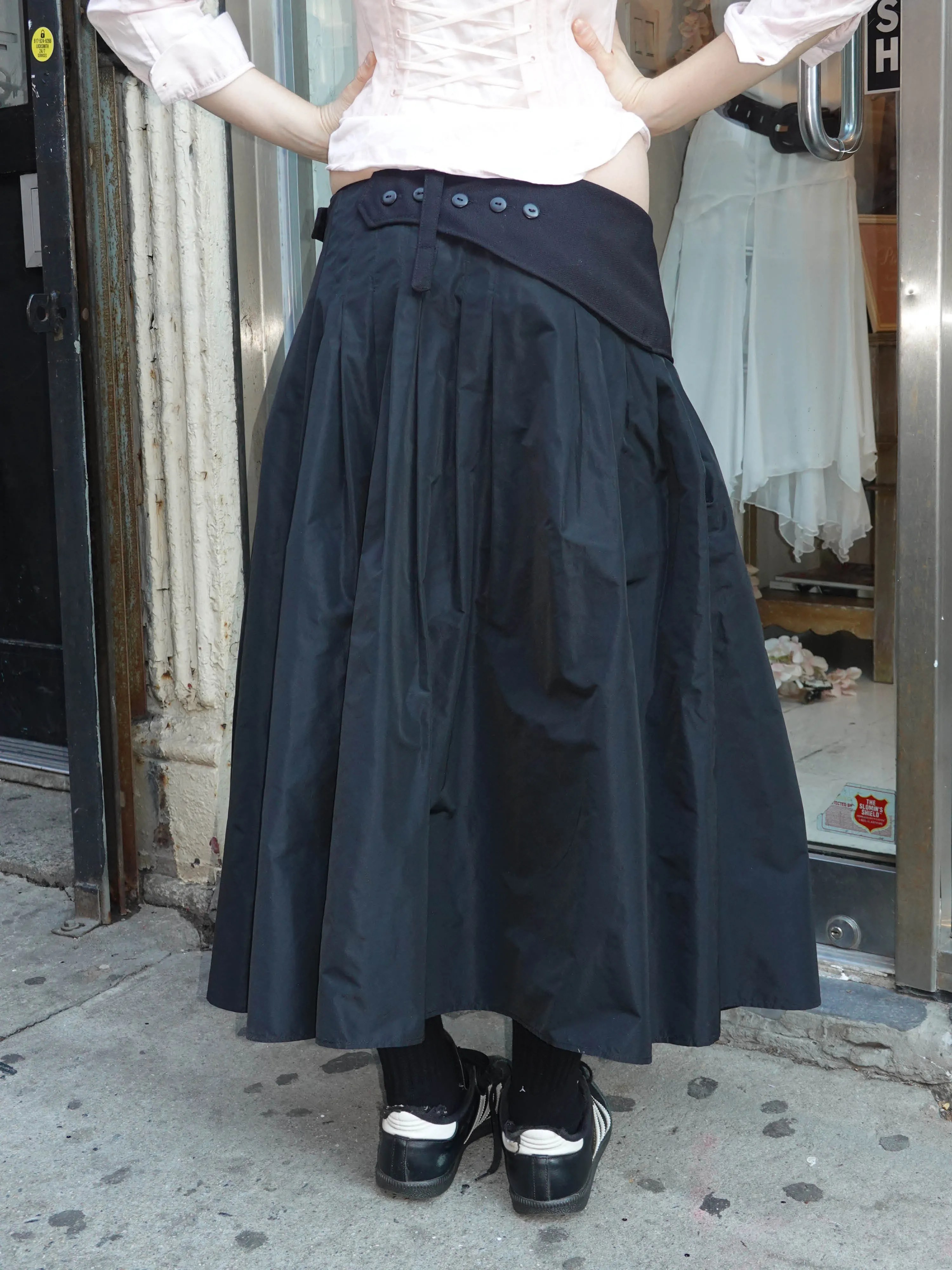Meredith Skirt - Black Taffeta & Wool
