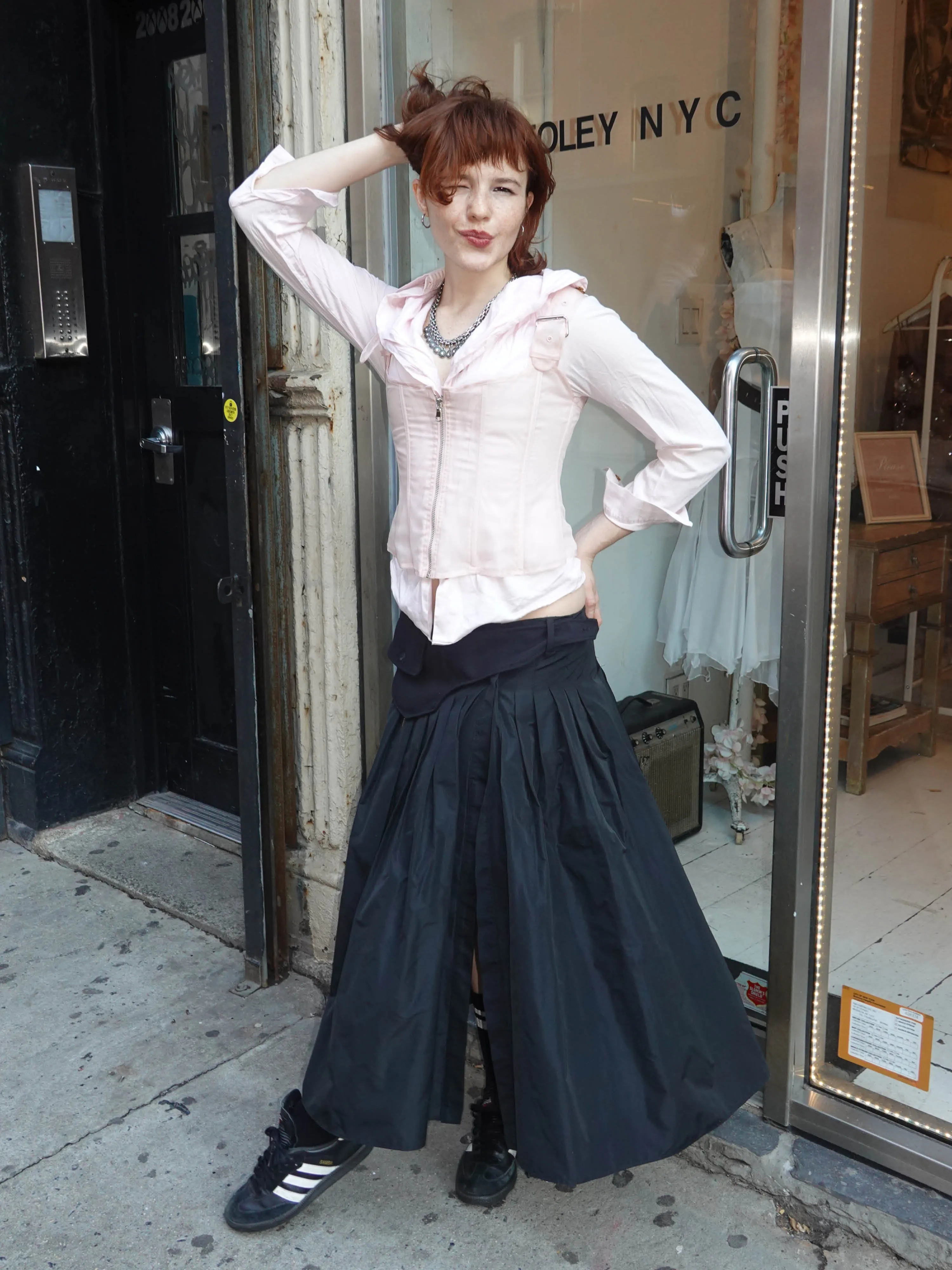 Meredith Skirt - Black Taffeta & Wool