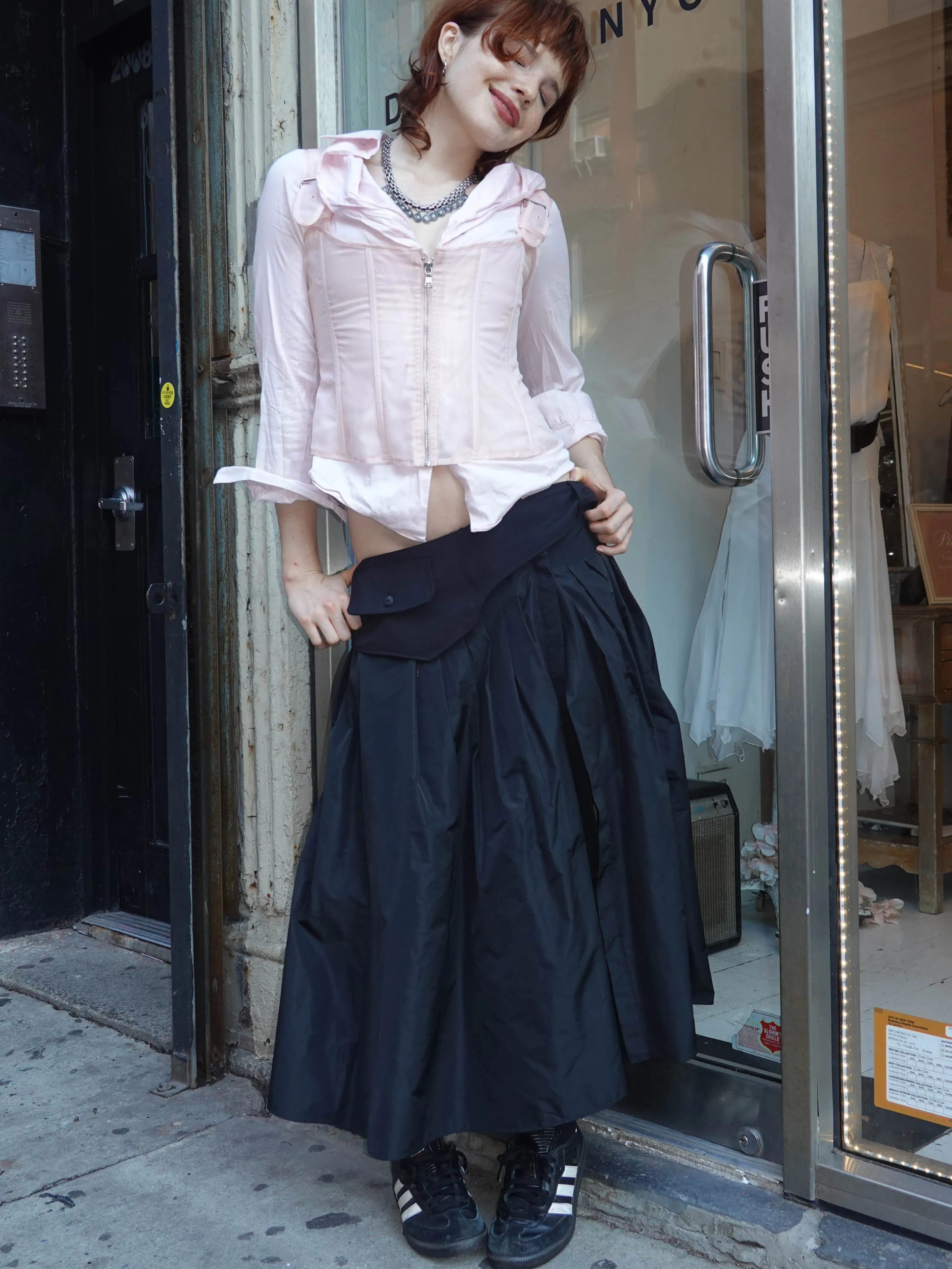 Meredith Skirt - Black Taffeta & Wool