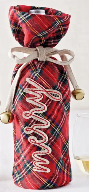 Merry Tartan Wine Bag