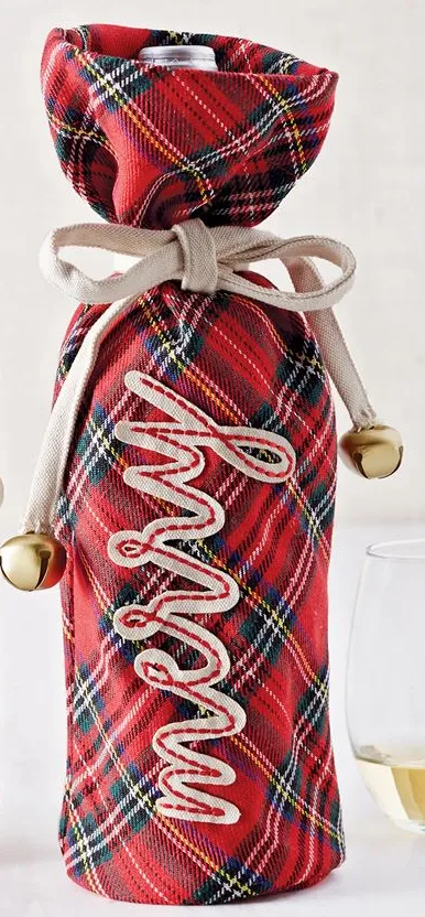 Merry Tartan Wine Bag