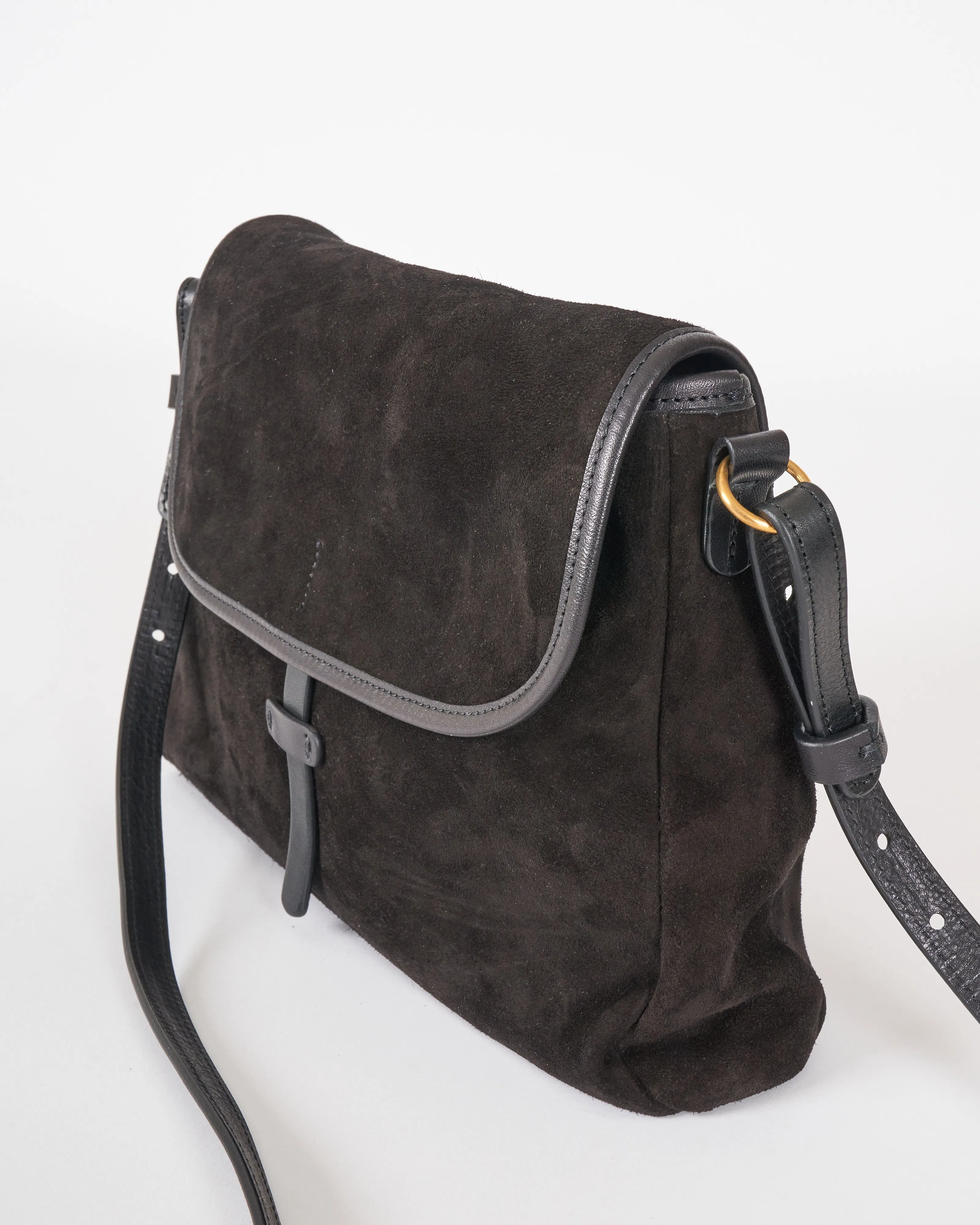 messenger bag - black suede
