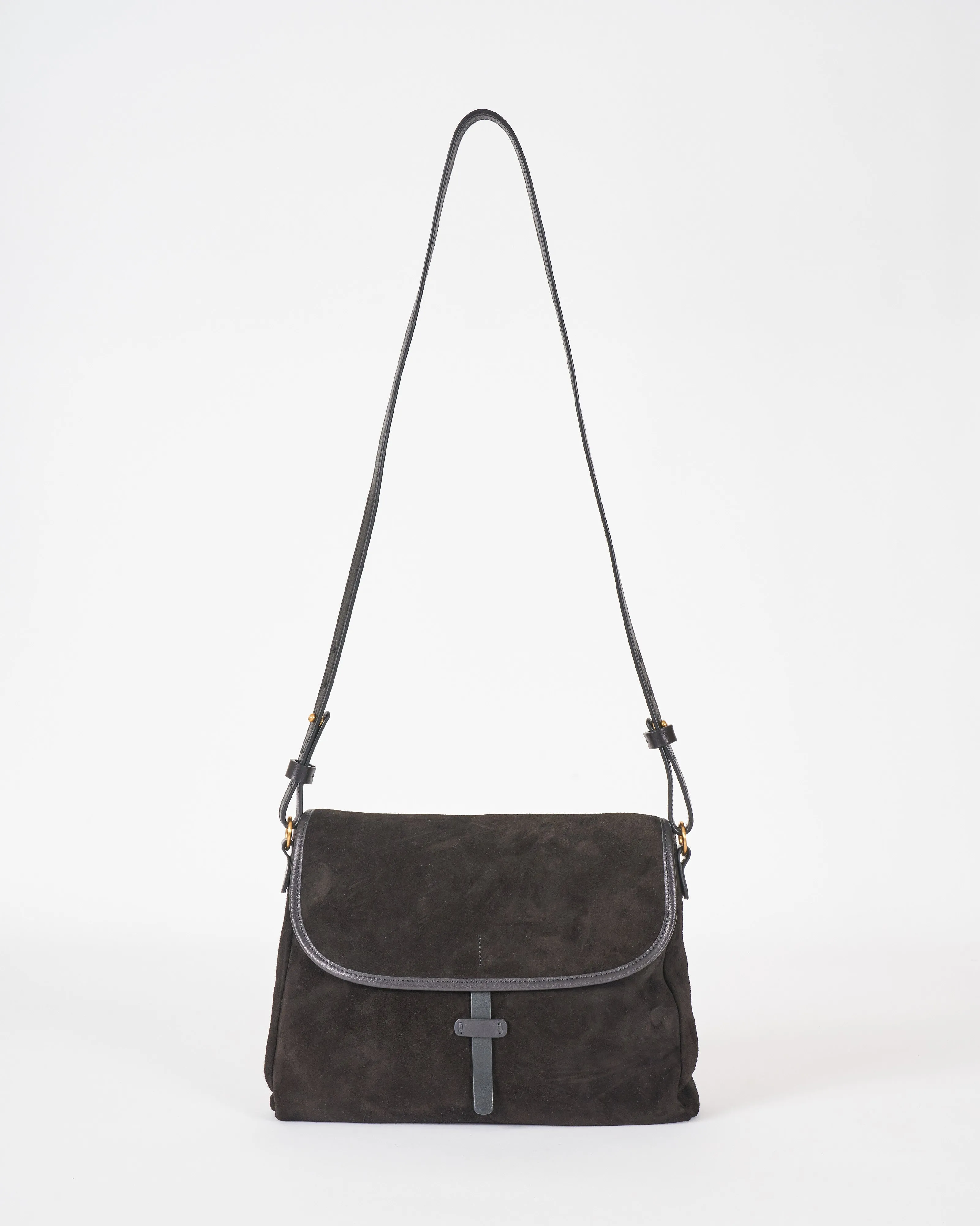 messenger bag - black suede