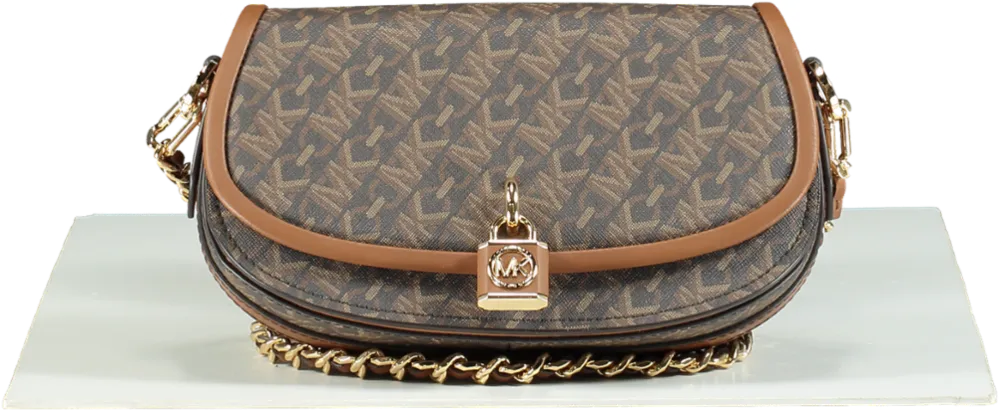 Michael Kors Brown Mila Faux Leather Small Chain Messenger Chain Bag