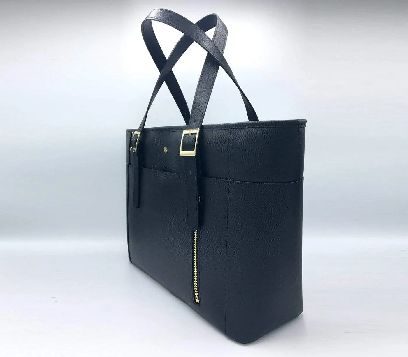 Miley Vegan Leather Laptop Bag | Black
