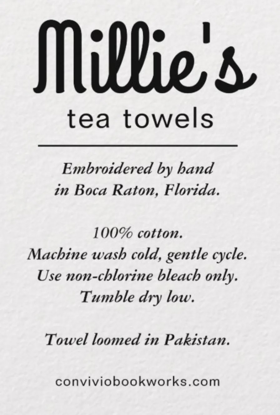 Millie's Tea Towels, Hand Embroidered: Folksy Farmhouse (7 to choose from)