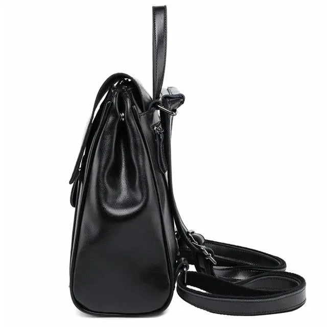 Minimal Flap Leather Backpack