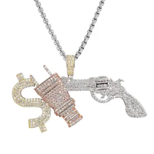 Money Respect Multi Color  Silver Pendant Chain