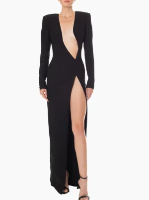 MONOT Asymmetrical V-Neck High Slit Dress
