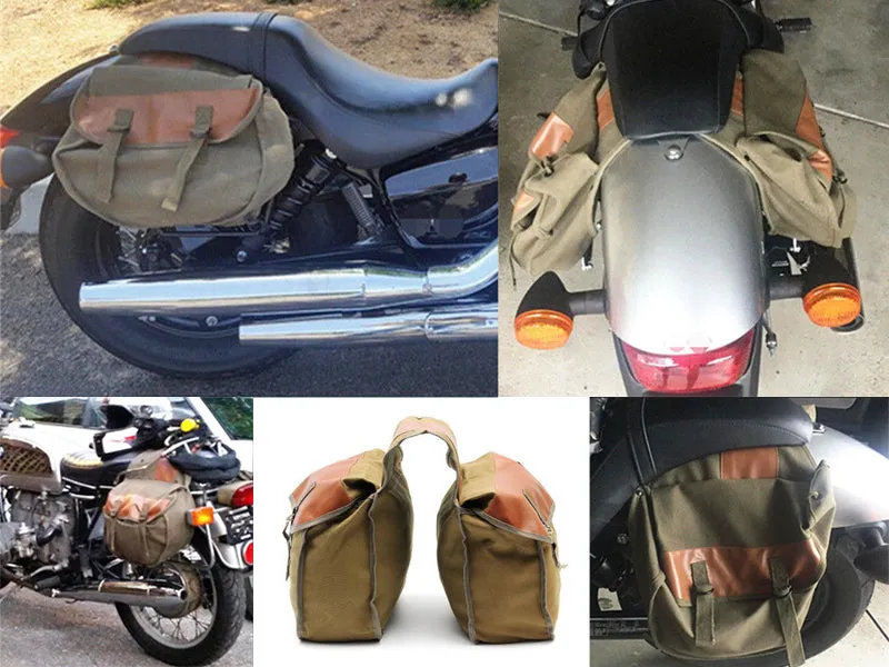 Motorcycle Canvas Saddlebag for Harley Honda Suzuki