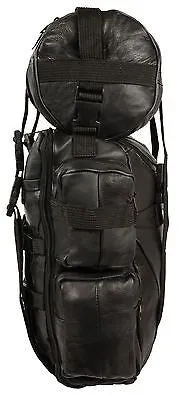 MOTORCYCLE LARGE GENUINE LEATHER SISSY T BAR BAG TRAVEL PLAIN LUGGAGE VERY SOFT