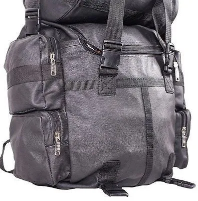 MOTORCYCLE LARGE GENUINE LEATHER SISSY T BAR BAG TRAVEL PLAIN LUGGAGE VERY SOFT