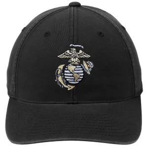 Multi Color EGA Embroidered USMC Black FlexFit Hat