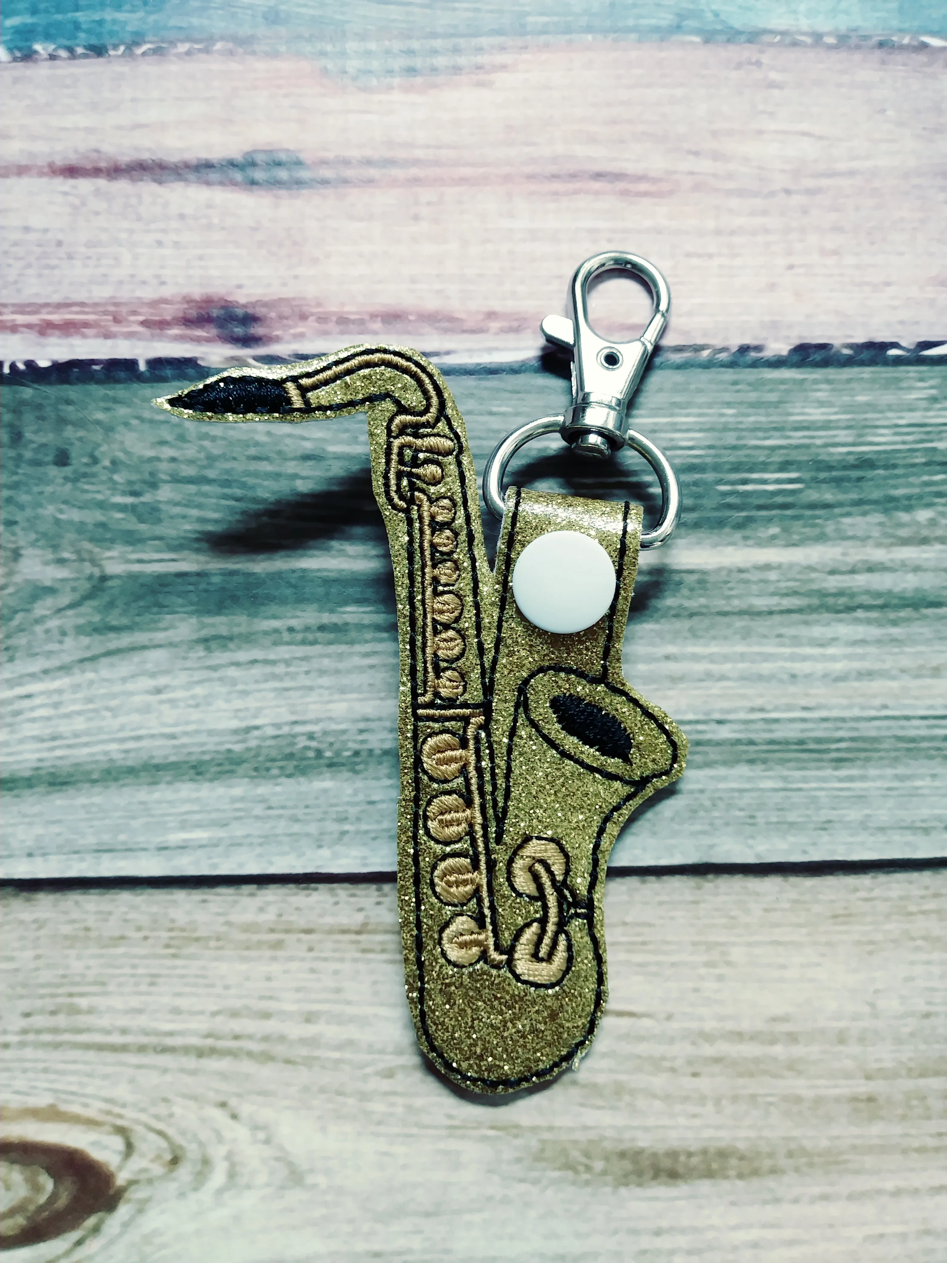 Music instrument key chain - snap tab - flute - clarinet - drum sticks - saxophone - french horn - trumpet - trombone - bag tag - marching band