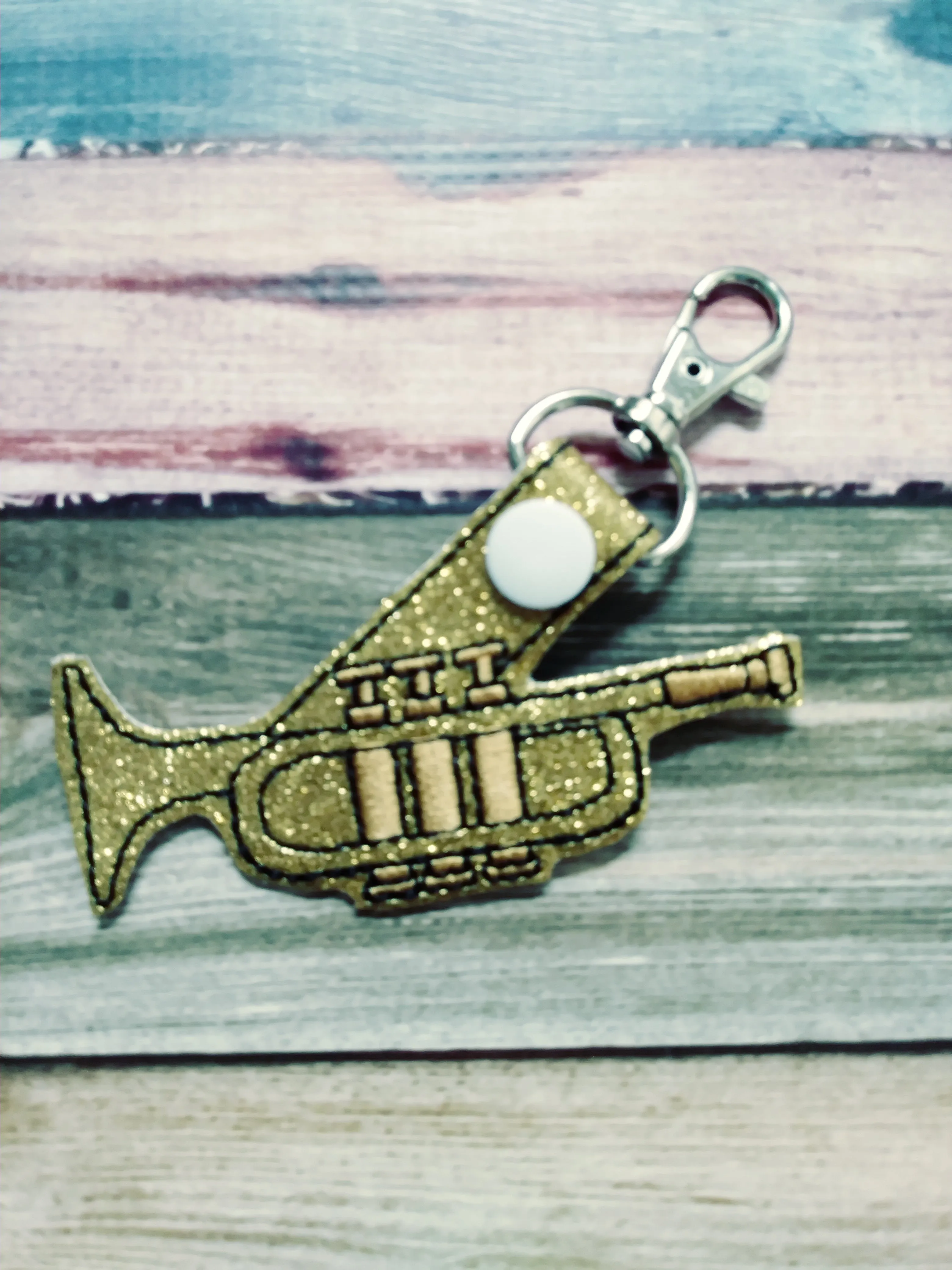 Music instrument key chain - snap tab - flute - clarinet - drum sticks - saxophone - french horn - trumpet - trombone - bag tag - marching band
