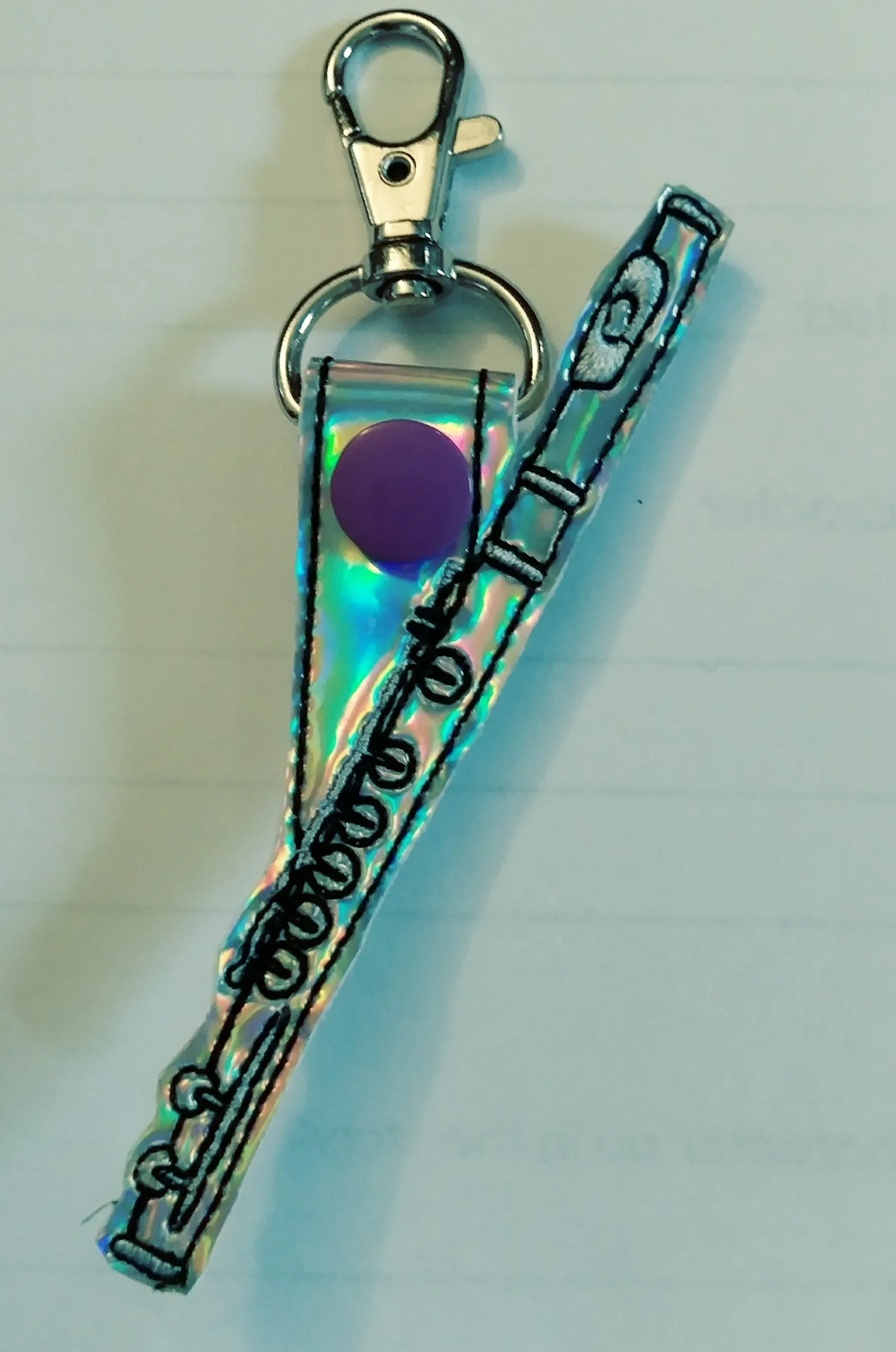 Music instrument key chain - snap tab - flute - clarinet - drum sticks - saxophone - french horn - trumpet - trombone - bag tag - marching band