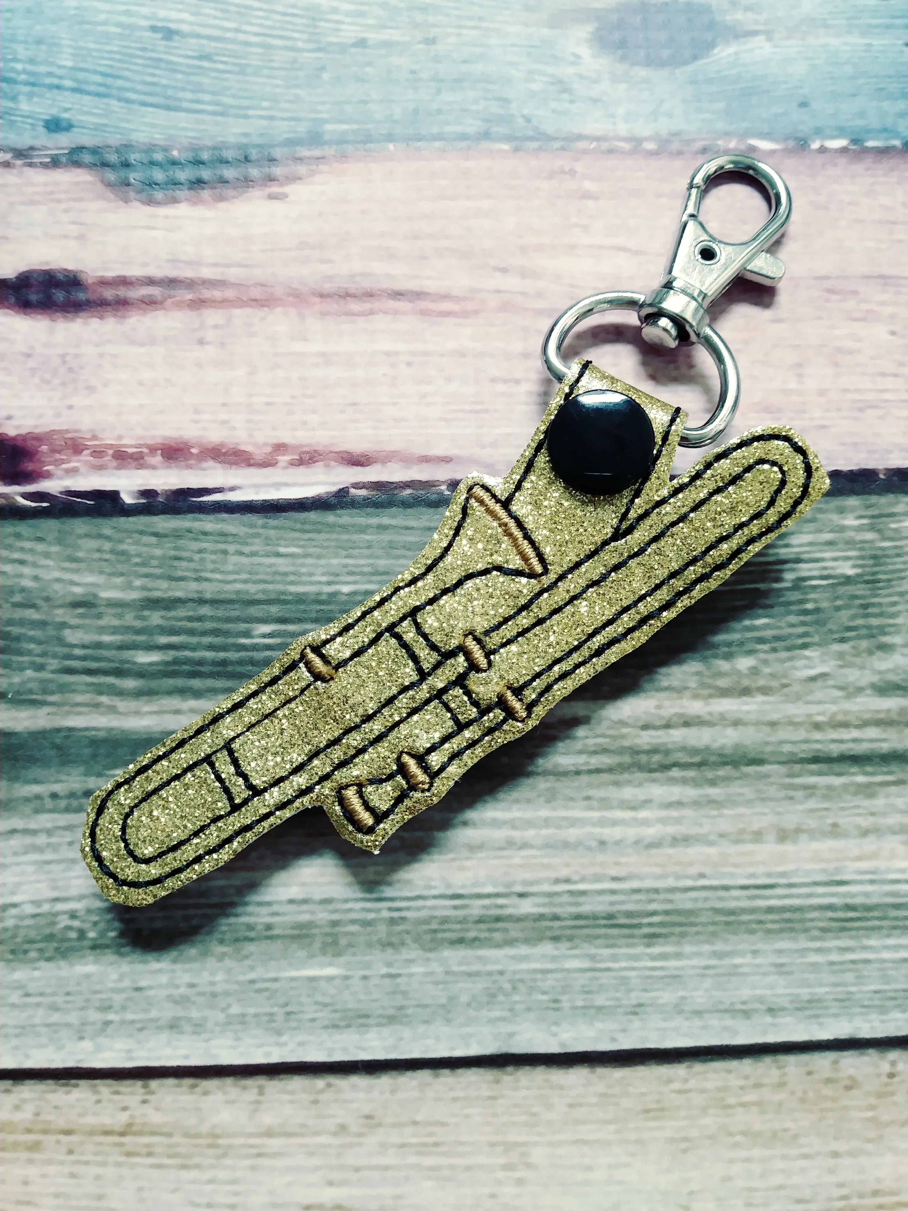 Music instrument key chain - snap tab - flute - clarinet - drum sticks - saxophone - french horn - trumpet - trombone - bag tag - marching band
