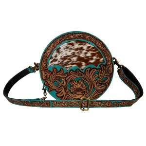 Myra Bag Desert Rain Hand Tooled Round Bag