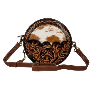 Myra Bag Open Range Hand Tooled Round Bag
