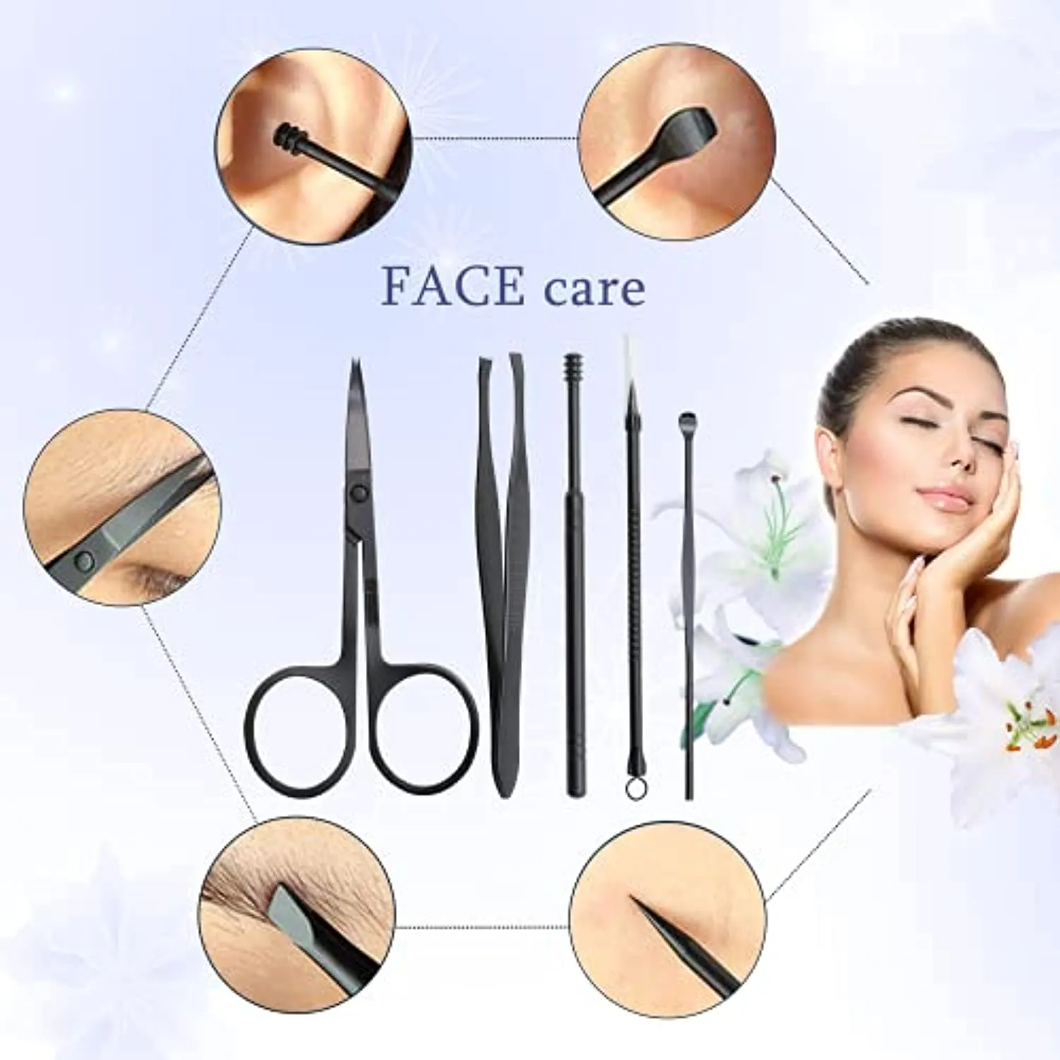 Nail Clippers Pedicure Kit Manicure Set Professional,Stainless Steel Nail Cutter for Adult Manicure Set for Men Women Thick Nail Scissors with Cuticle Trimmer Manicure Set (15pcs, Black)