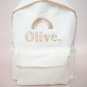 Name Rainbow vanilla classic backpack - embroidered