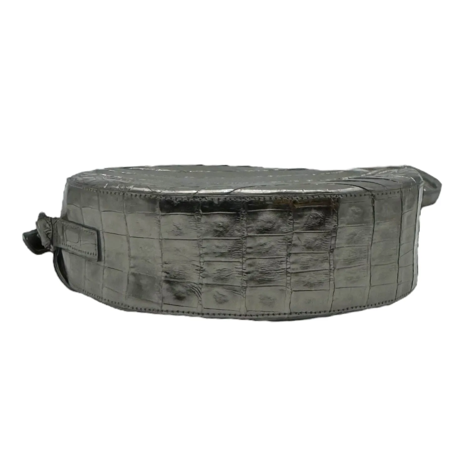 NANCY GONZALEZ Croc Crossbody Circle "Tambourine" Bag - Anthrocite