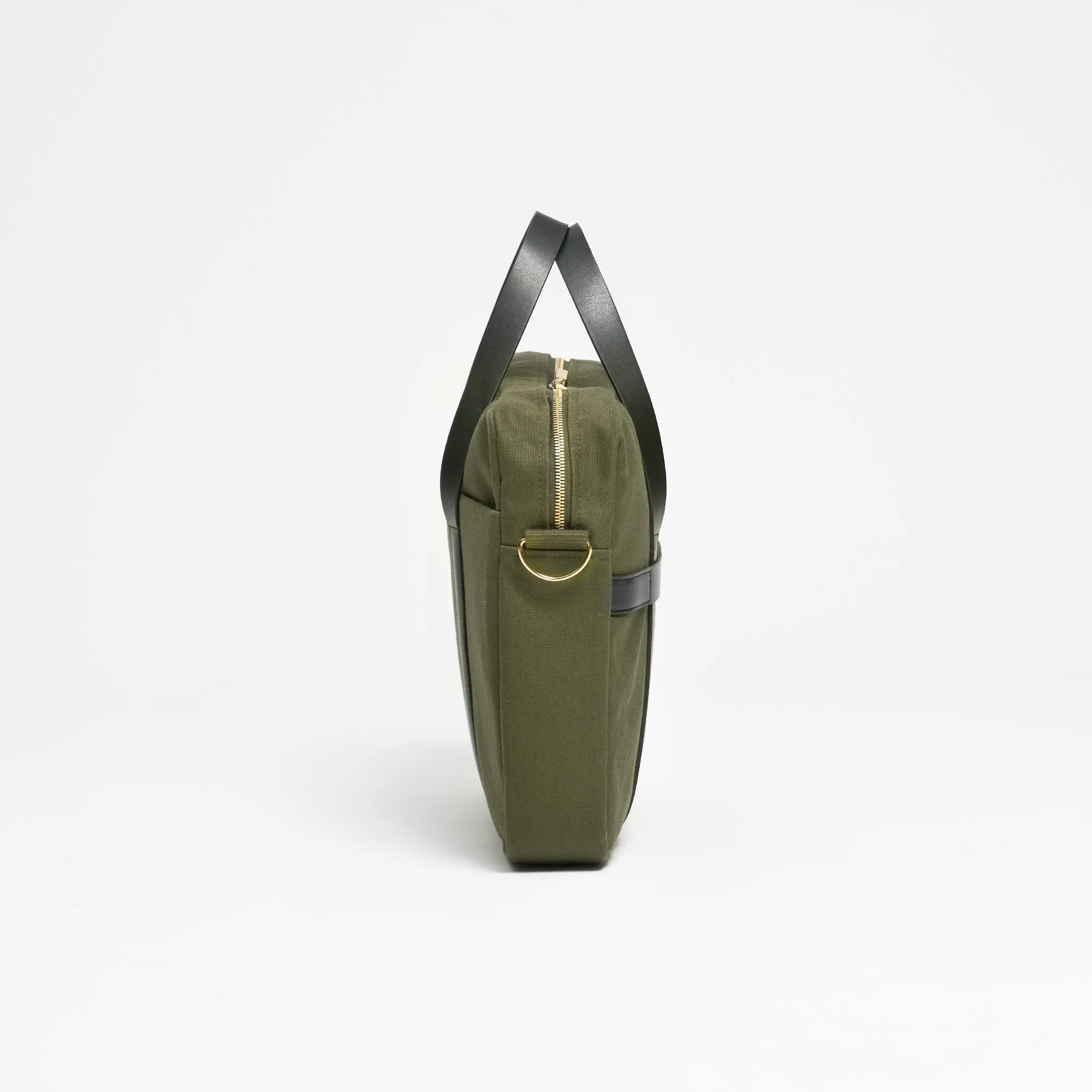 Natural Cotton Canvas Laptop Bag | Dark Olive