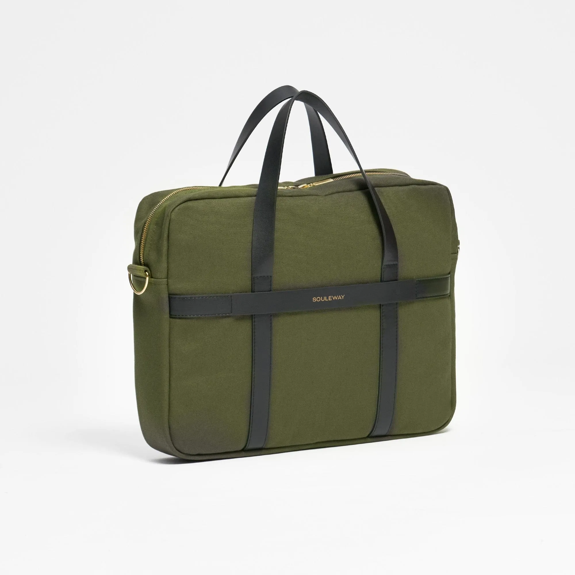 Natural Cotton Canvas Laptop Bag | Dark Olive